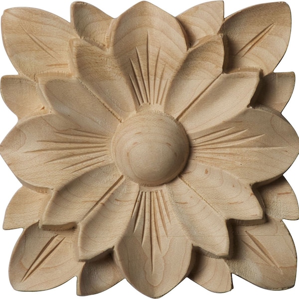 Ekena Millwork 4 1/4"W x 4 1/4"H x 5/8"P Springtime Square Rosette, Maple ROS04X04SPMA - main